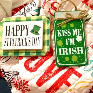 St.Patricks Day Two Wooden Signs New With Tags